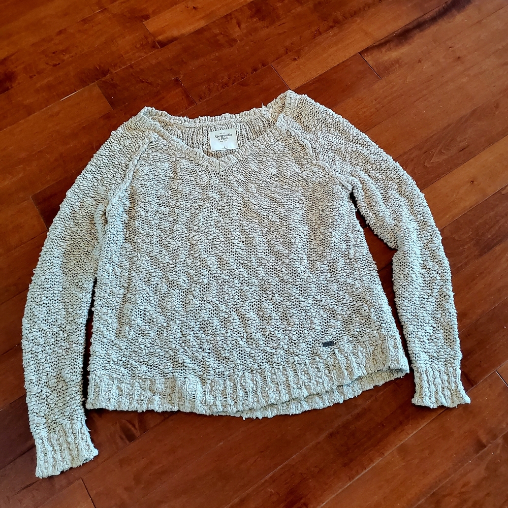 Abercrombie Oversized Cream Cotton Sweater Small Cozy Neutral — Bundle & Save